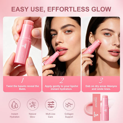PDRN Pink Collagen Volume Balm Stick | K-Beauty Anti-Aging Multi Stick for Face, Lips, Eyes & Neck